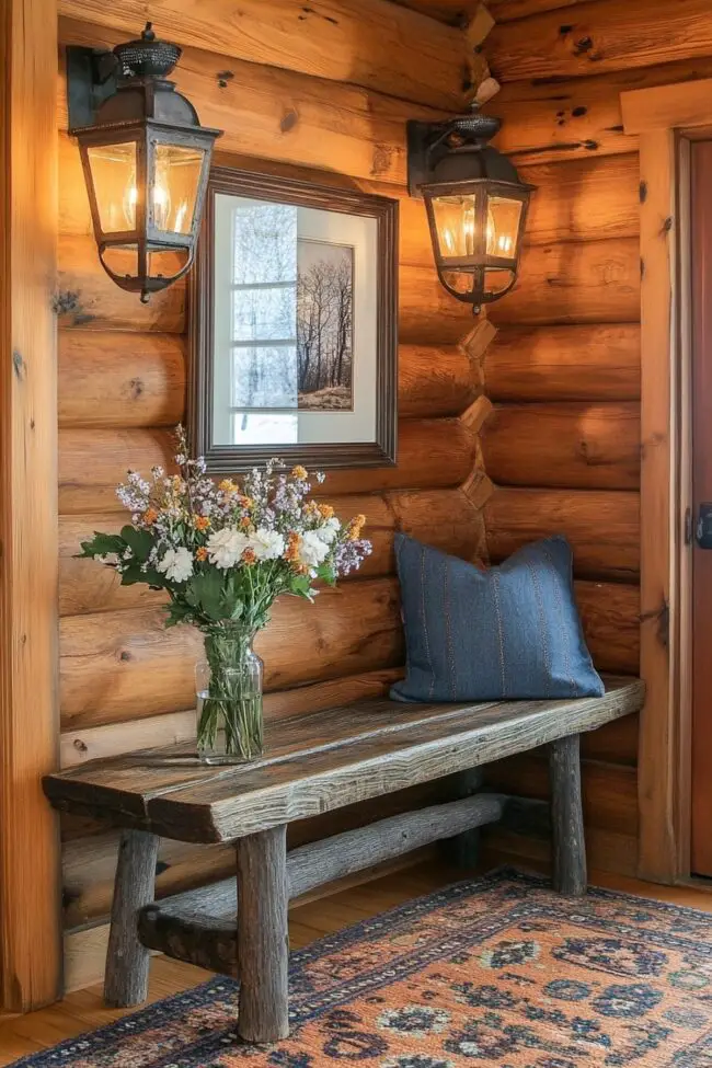 Welcoming Log Home Entry Space