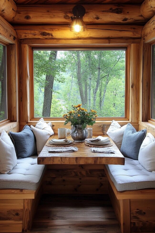 Charming Log Cabin Breakfast Area