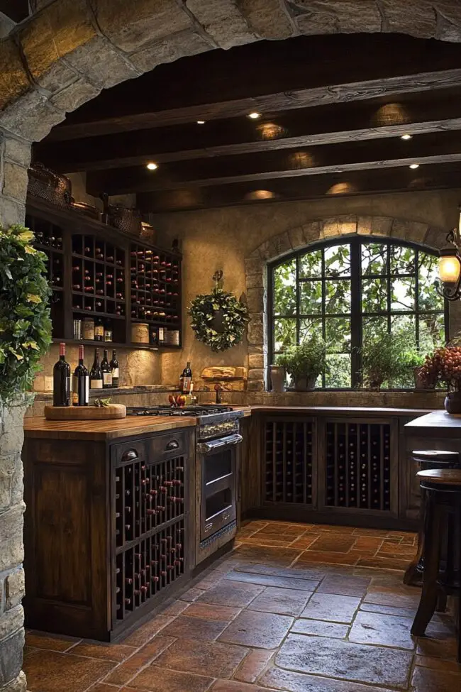 Charming Countryside Wine Kitchen Design